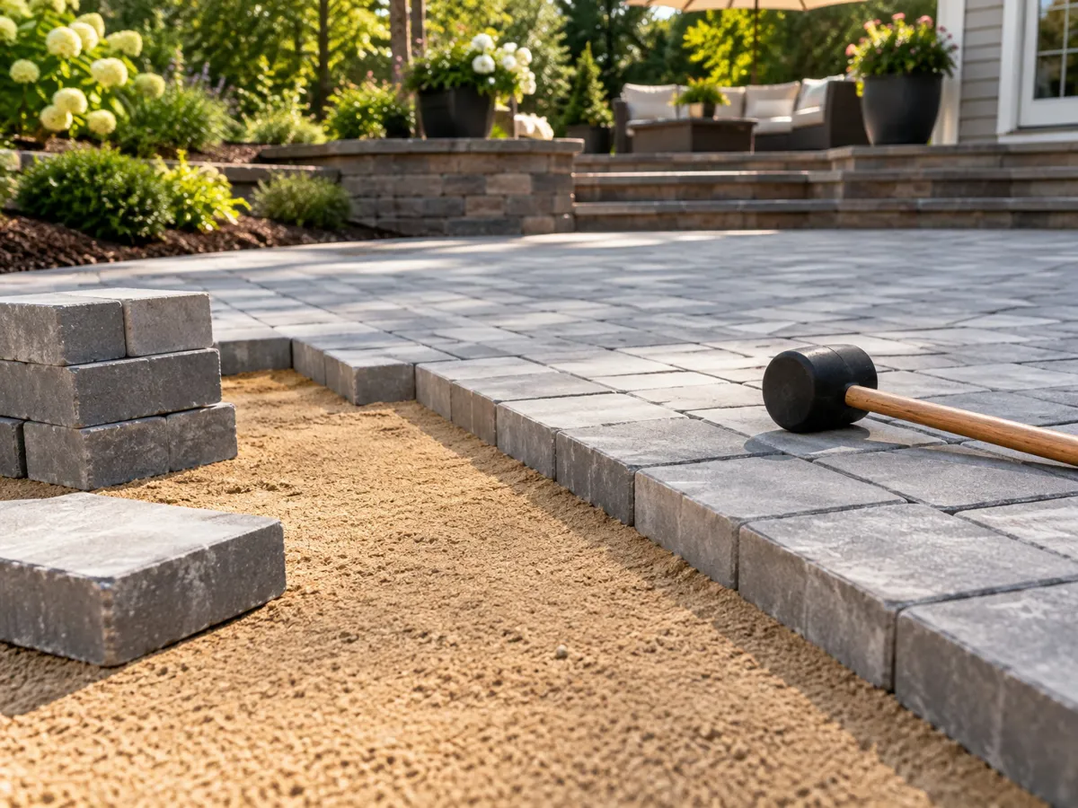 paver patio installation in an American home