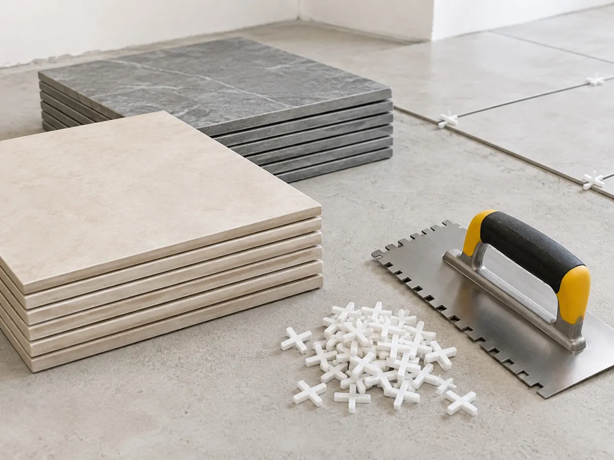 tile installation in an American home